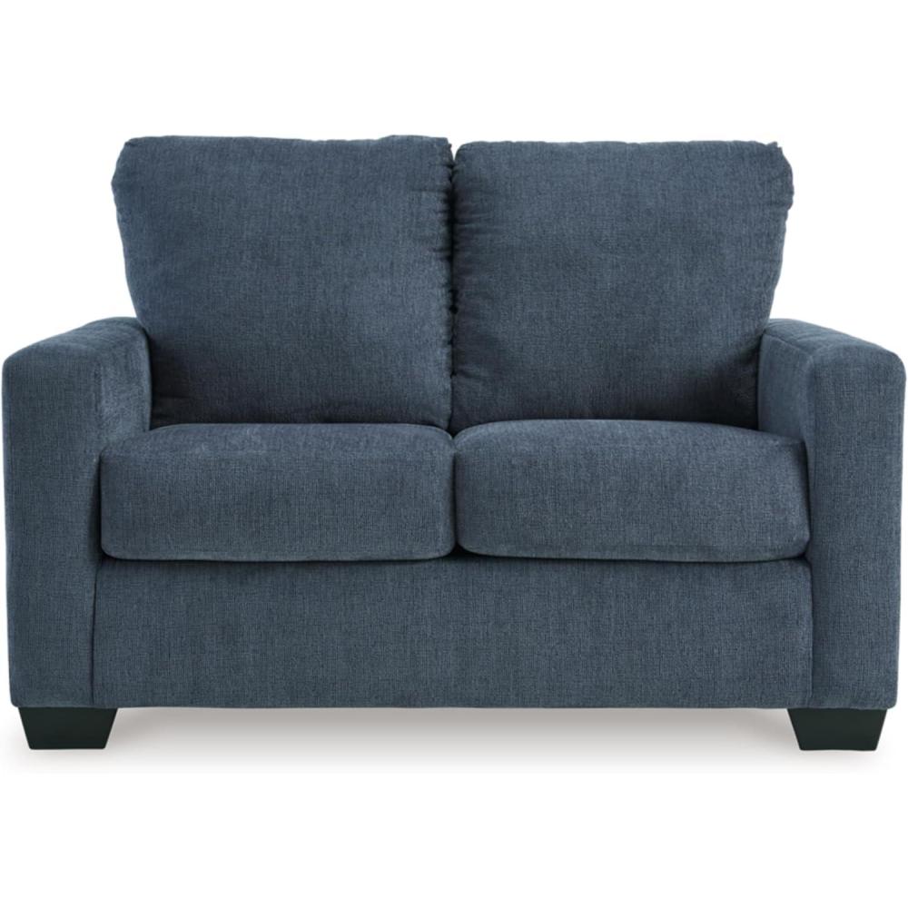 imageSignature Design by Ashley Rannis Coastal 2in1 Sofa Sleeper with Folding Gel Memory Foam Mattress Twin Blue