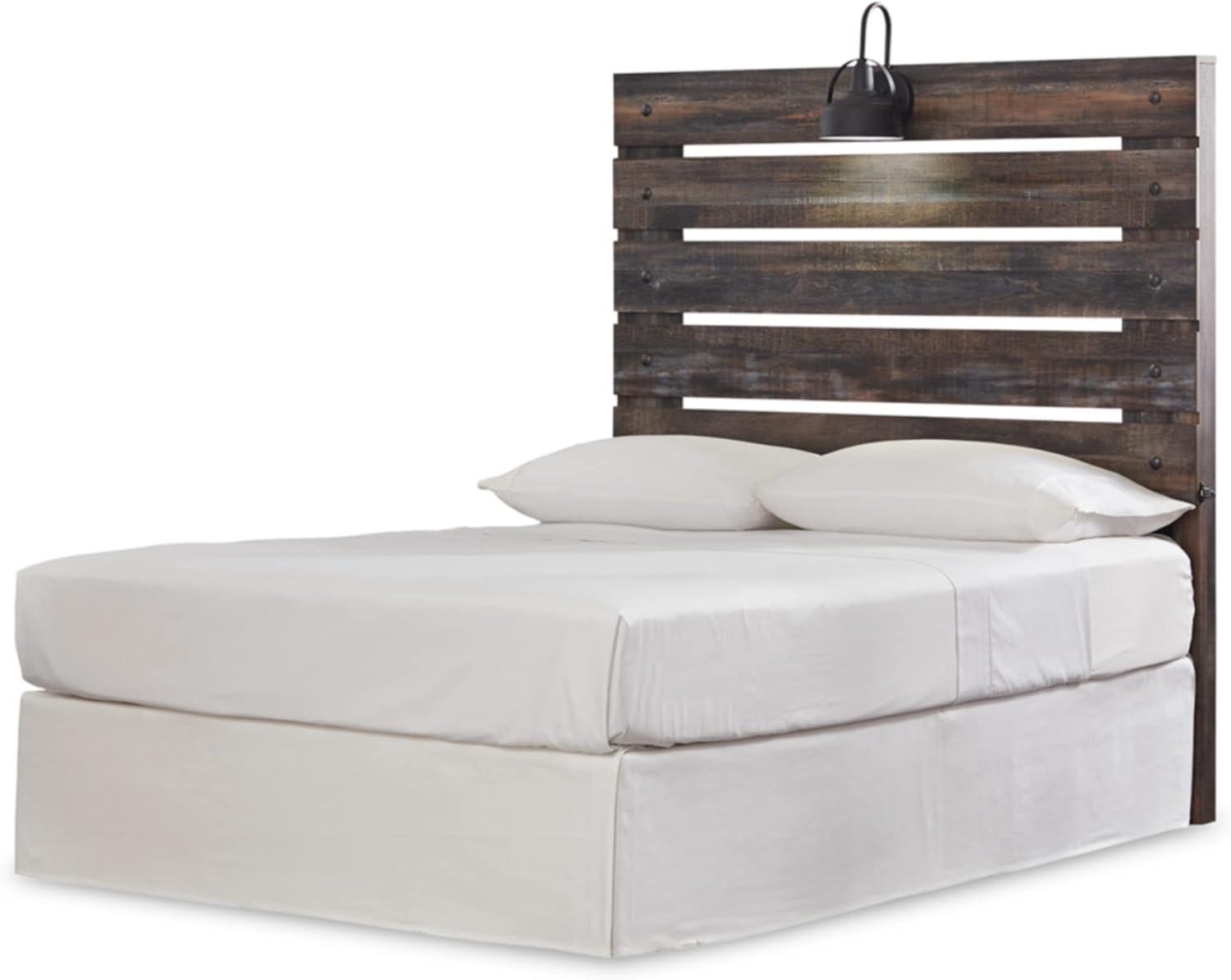 imageSignature Design by Ashley Drystan Rustic Panel Headboard ONLY with USB Charging Stations Twin BrownFull