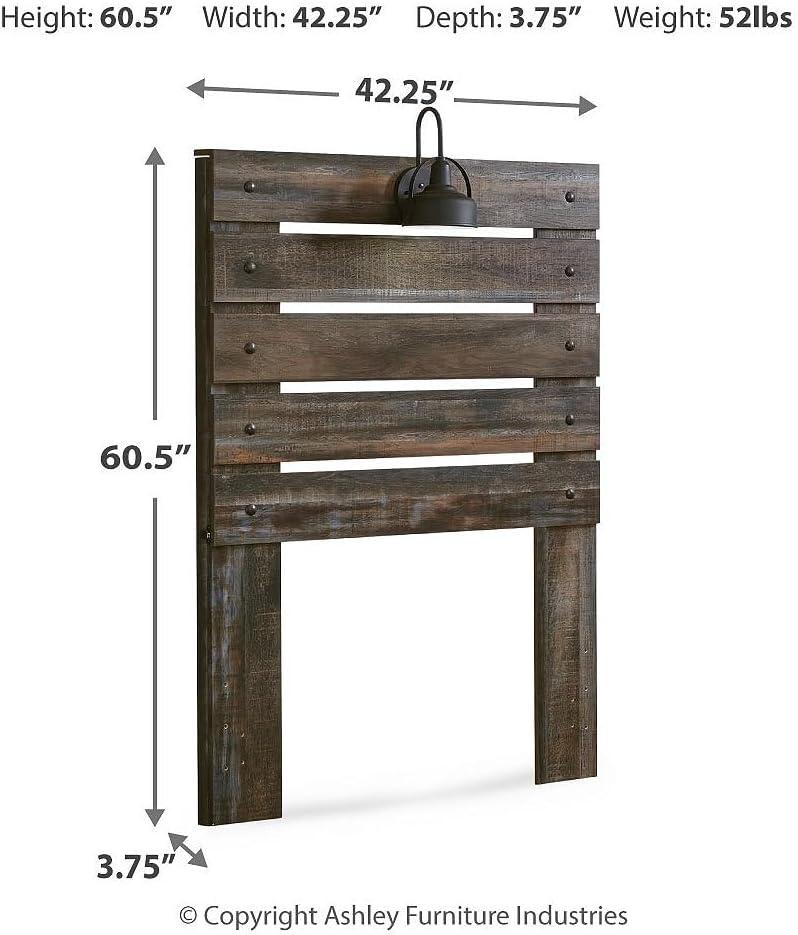imageSignature Design by Ashley Drystan Rustic Panel Headboard ONLY with USB Charging Stations Twin BrownTwin