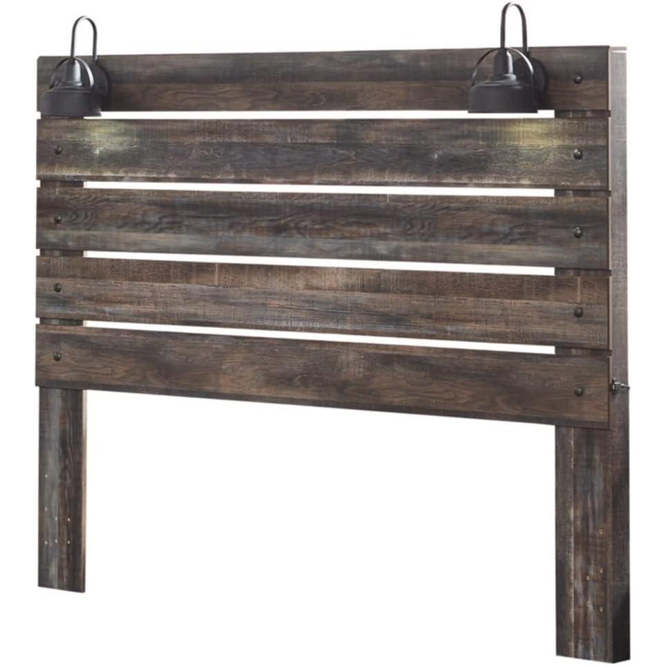 imageSignature Design by Ashley Drystan Rustic Panel Headboard ONLY with USB Charging Stations Twin BrownKing