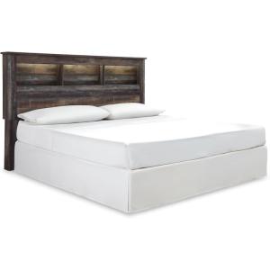 Signature Design by Ashley Drystan Rustic Panel Headboard ONLY with USB Charging Stations, Twin, Brown(California King)