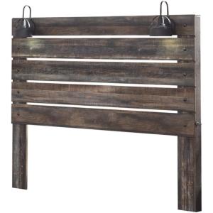 Signature Design by Ashley Drystan Rustic Panel Headboard ONLY with USB Charging Stations, Twin, Brown(King)