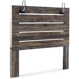 Signature Design by Ashley Drystan Rustic Panel Headboard ONLY with USB Charging Stations, Twin, Brown(Queen)