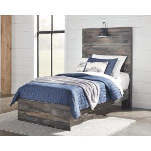 Signature Design by Ashley Drystan Rustic Panel Headboard ONLY with USB Charging Stations, Twin, Brown(Twin)