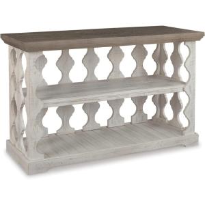 Signature Design by Ashley Havalance Farmhouse Console Sofa Table, Fixed Shelf, Pine Wood, 45.5″ W x 17.25″ D x 27.88″ H, Distressed Finish, Gray & White