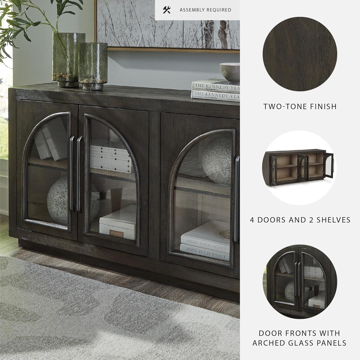 imageSignature Design by Ashley Barlomore Classic 2Drawer Accent Cabinet with Adjustable Shelves Light BrownDark Brown