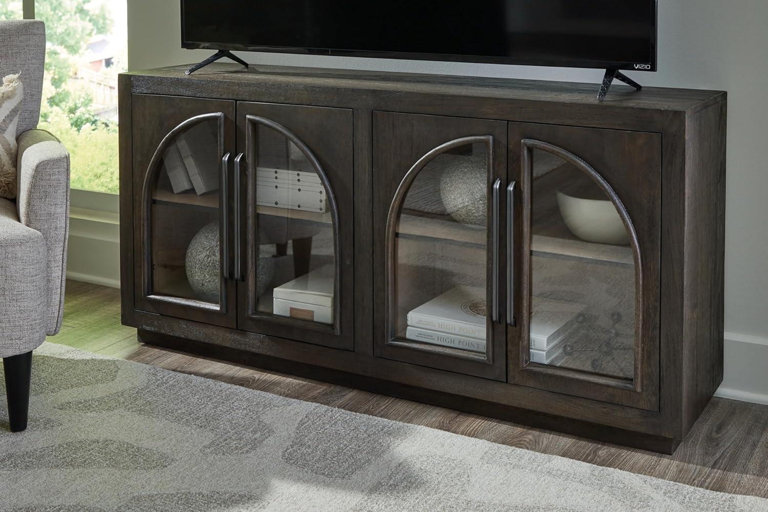 imageSignature Design by Ashley Barlomore Classic 2Drawer Accent Cabinet with Adjustable Shelves Light BrownDark Brown