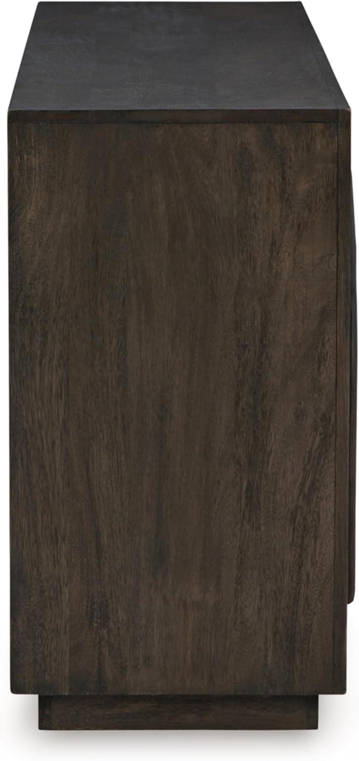 imageSignature Design by Ashley Barlomore Classic 2Drawer Accent Cabinet with Adjustable Shelves Light BrownDark Brown