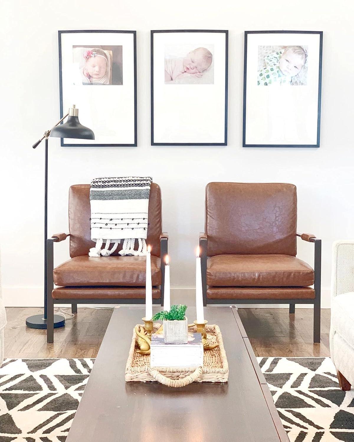 imageSignature Design by Ashley Peacemaker MidCentury Modern Faux Leather Accent Chair BrownPeacemaker Brown