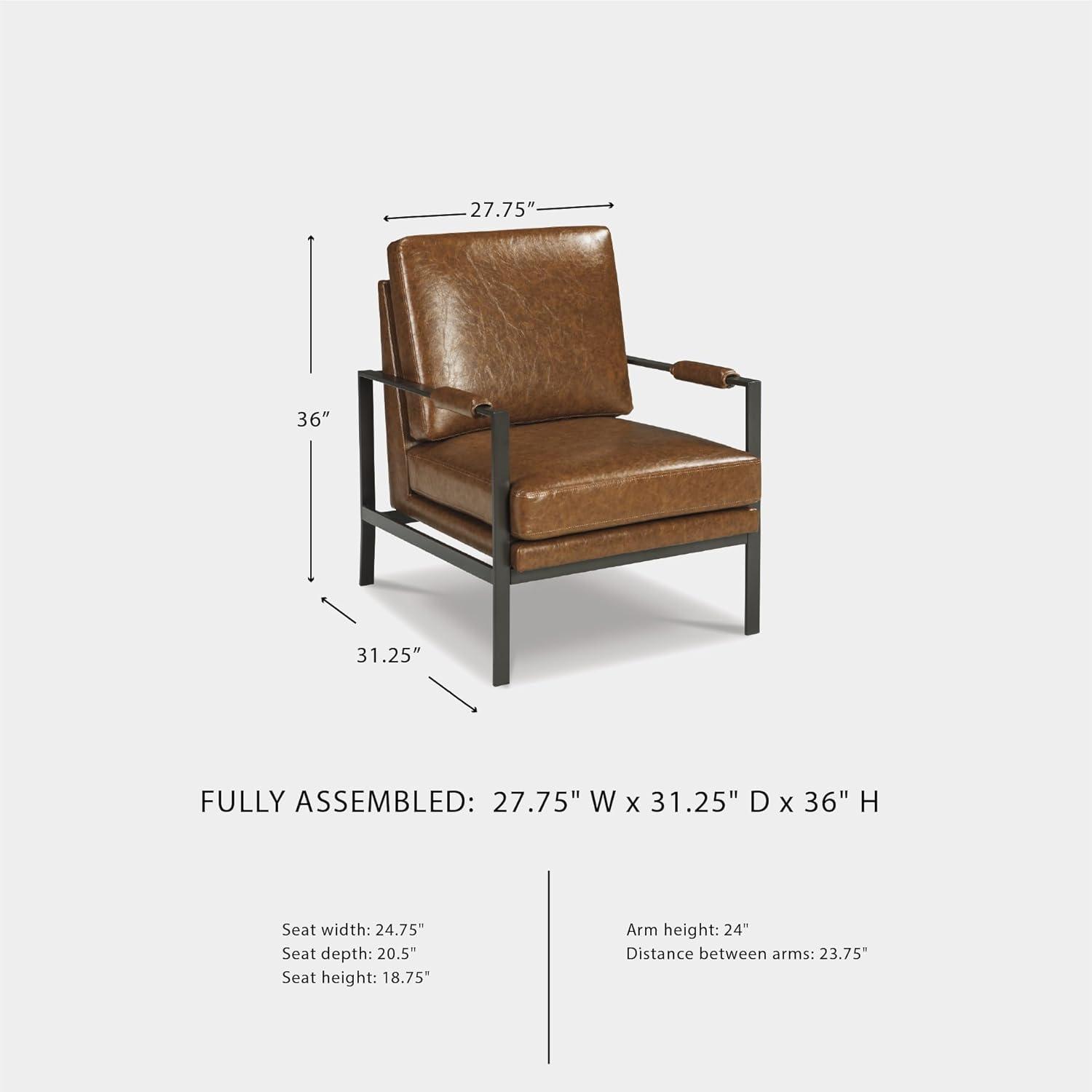 imageSignature Design by Ashley Peacemaker MidCentury Modern Faux Leather Accent Chair BrownPeacemaker Brown