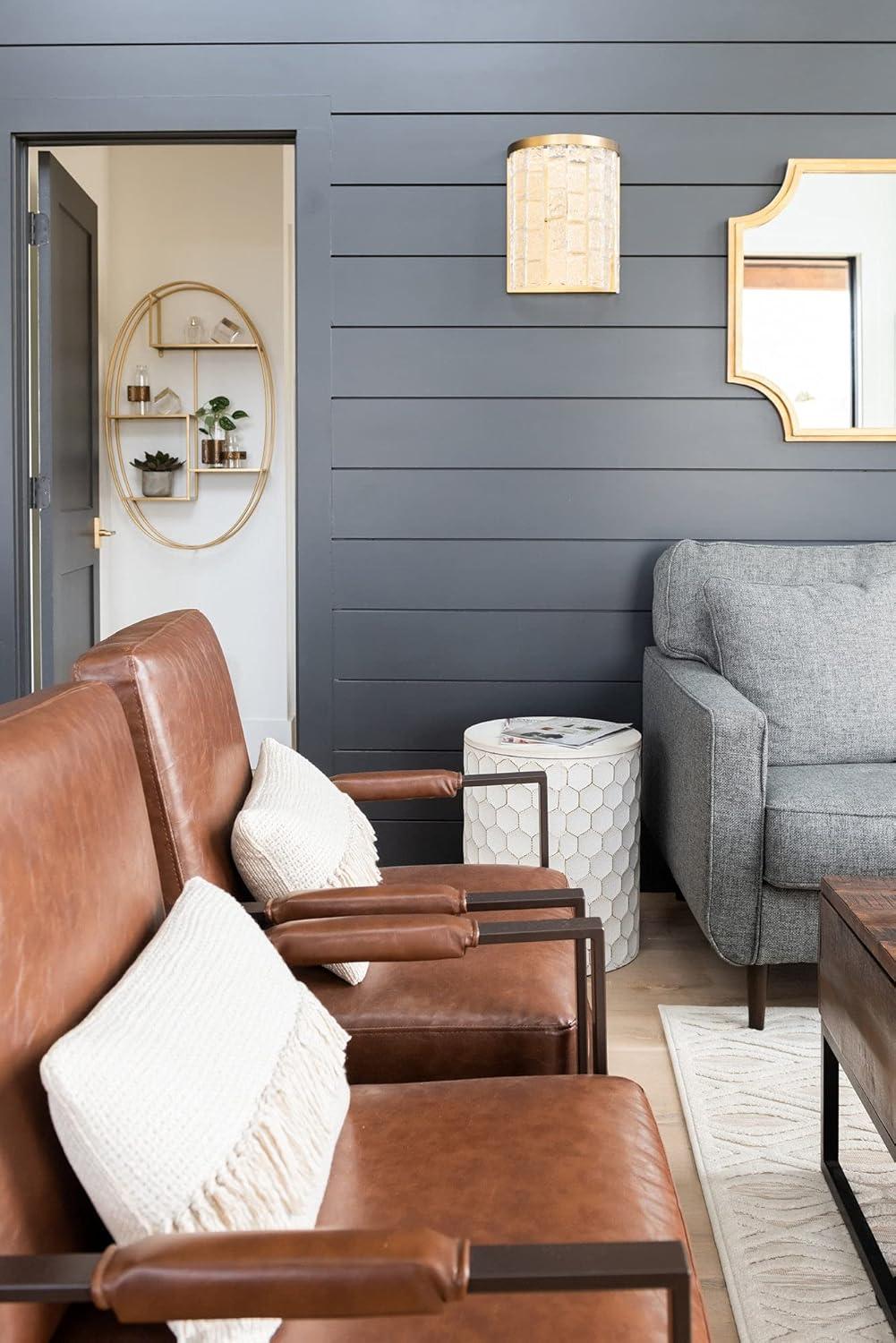 imageSignature Design by Ashley Peacemaker MidCentury Modern Faux Leather Accent Chair BrownPeacemaker Brown