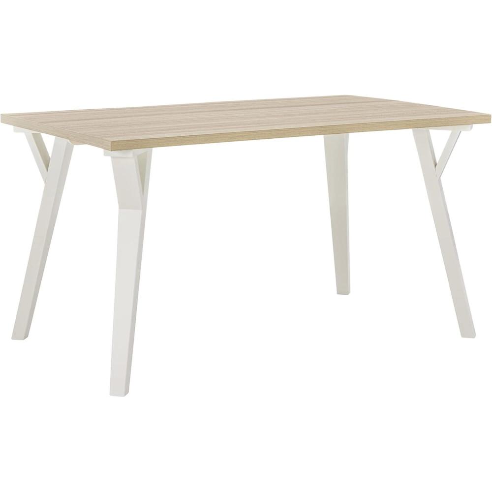 imageSignature Design by Ashley Grannen Modern Rectangular Dining Room Table White ampamp Natural Wood