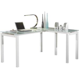 Signature Design by Ashley Baraga Contemporary Glass L-Shaped Home Office Desk, White