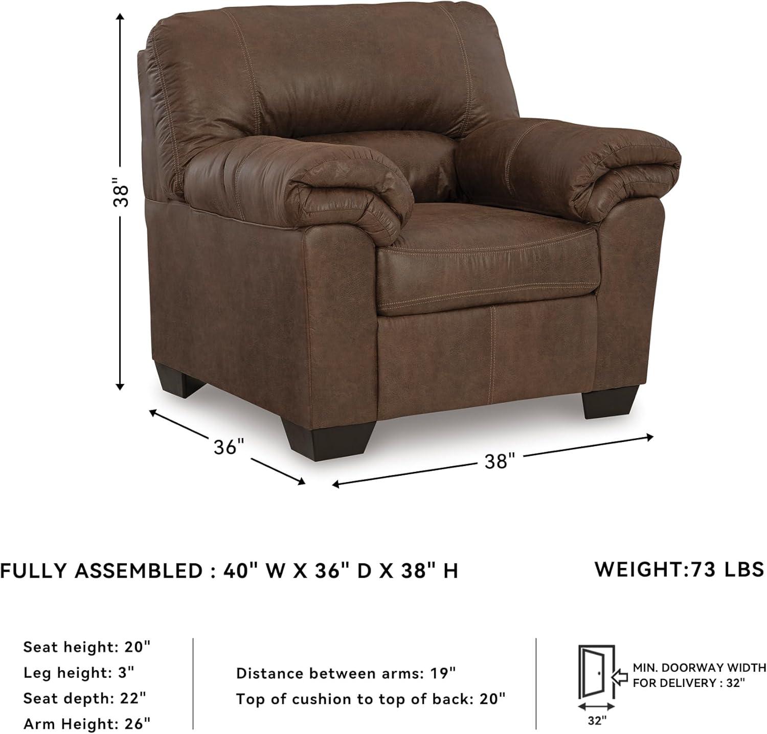 imageSignature Design by Ashley Bladen Faux Leather Plush Oversized Chair GrayBrown