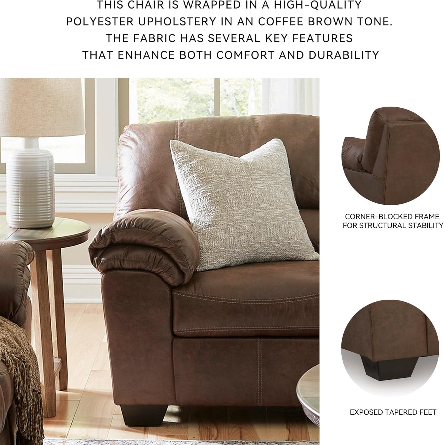 imageSignature Design by Ashley Bladen Faux Leather Plush Oversized Chair GrayBrown