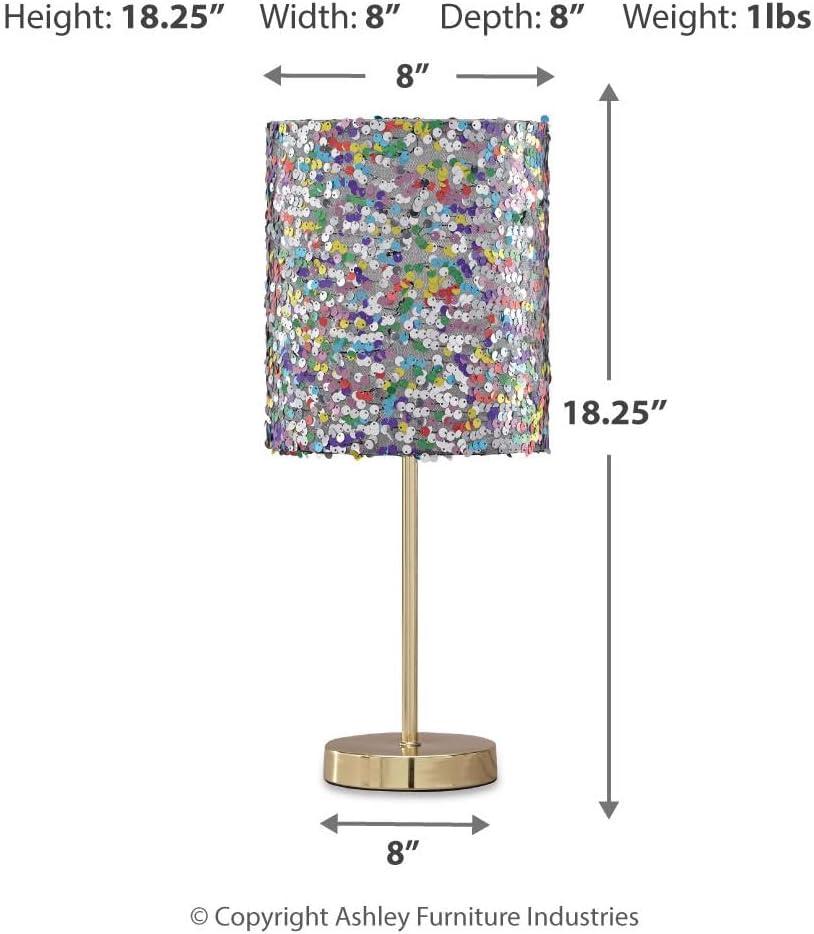 imageSignature Design by Ashley Maddy Glam 1825quot Youth Multicolored Sequined Drum Shade Single Table Lamp MulticolorMulticolored Sequin