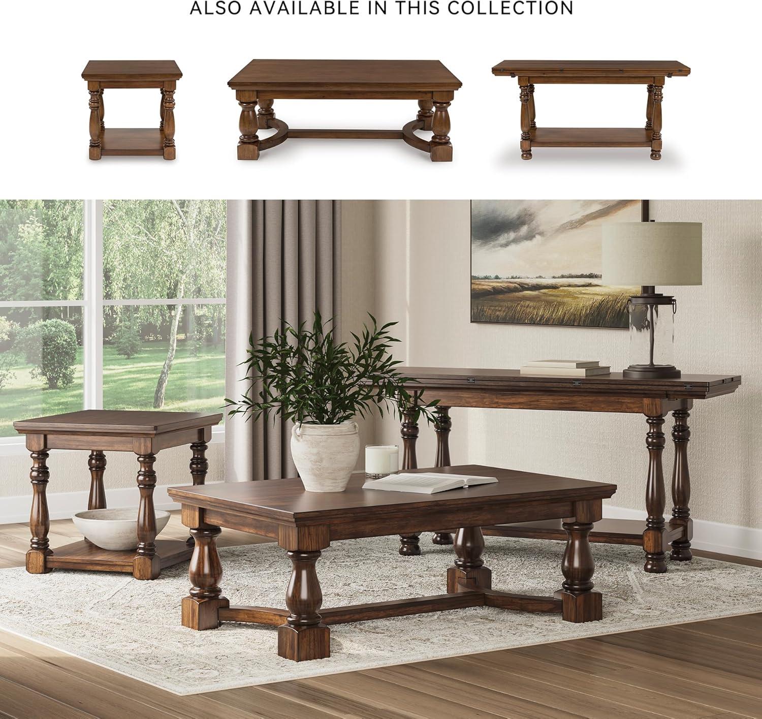 imageSignature Design by Ashley Sharlance Transitional 1Drawer End Table with Lower Shelf Power Supply and USB Ports UL Listed Dark Brown Drawer Pulls Light BrownBrown