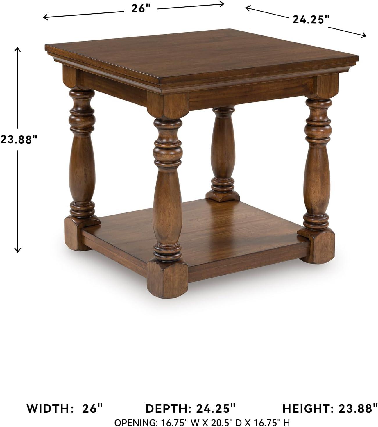 imageSignature Design by Ashley Sharlance Transitional 1Drawer End Table with Lower Shelf Power Supply and USB Ports UL Listed Dark Brown Drawer Pulls Light BrownBrown