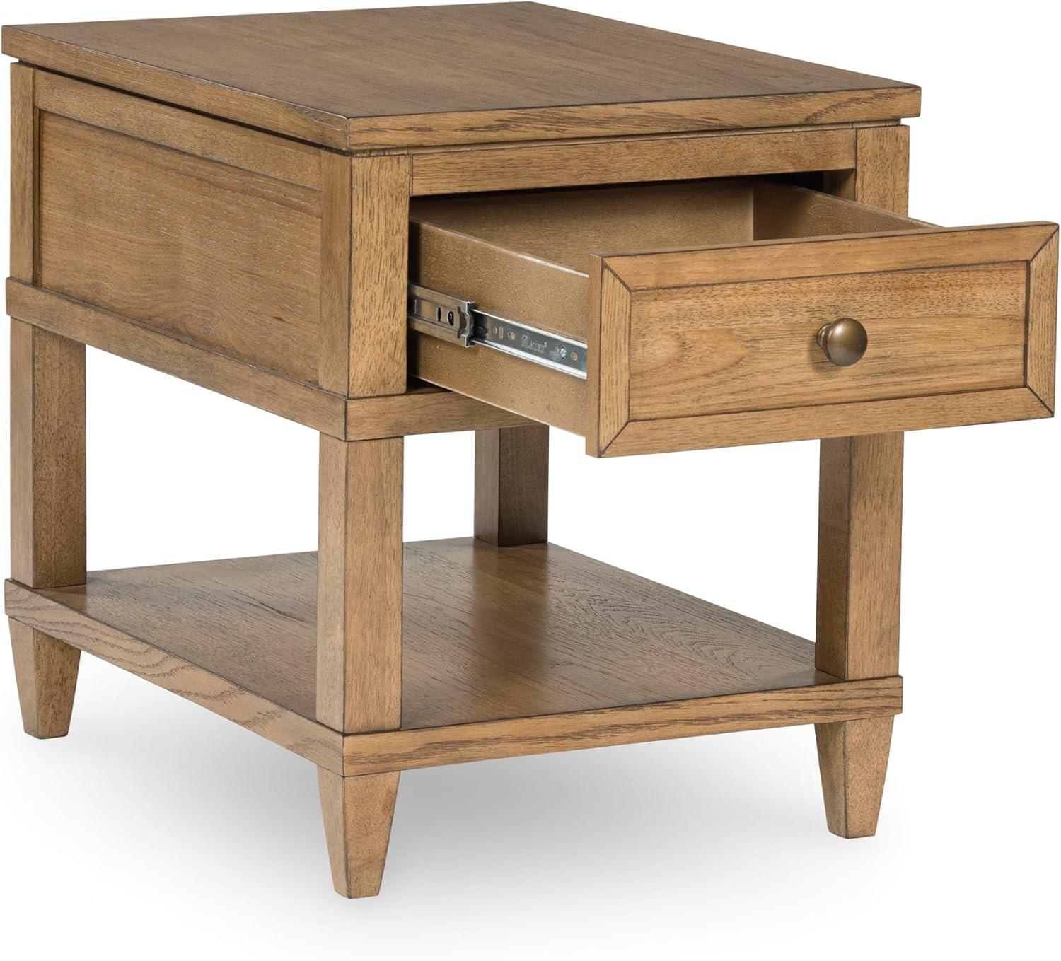 imageSignature Design by Ashley Sharlance Transitional 1Drawer End Table with Lower Shelf Power Supply and USB Ports UL Listed Dark Brown Drawer Pulls Light BrownLight Brown