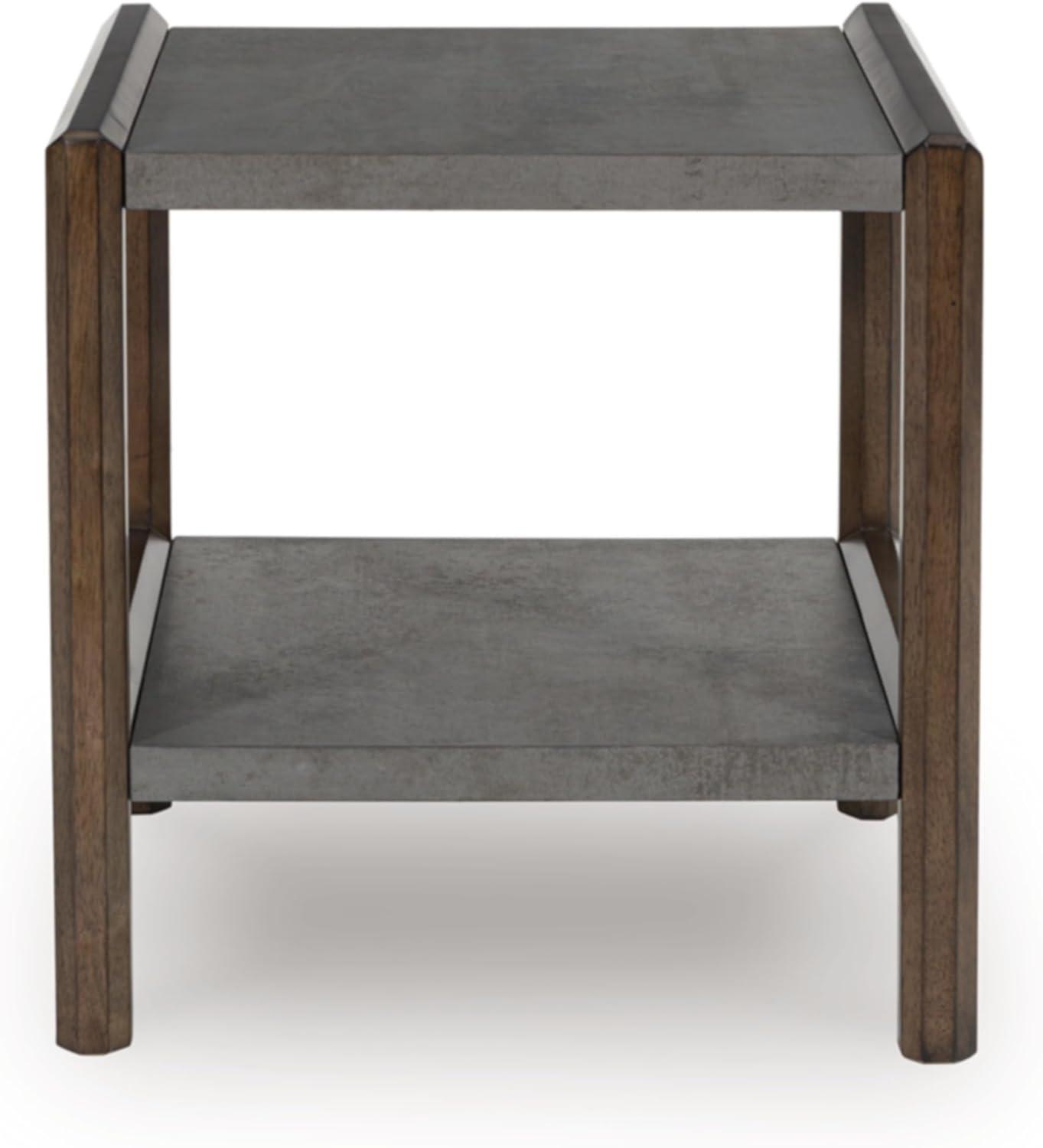 imageSignature Design by Ashley Sharlance Transitional 1Drawer End Table with Lower Shelf Power Supply and USB Ports UL Listed Dark Brown Drawer Pulls Light BrownBrownGray