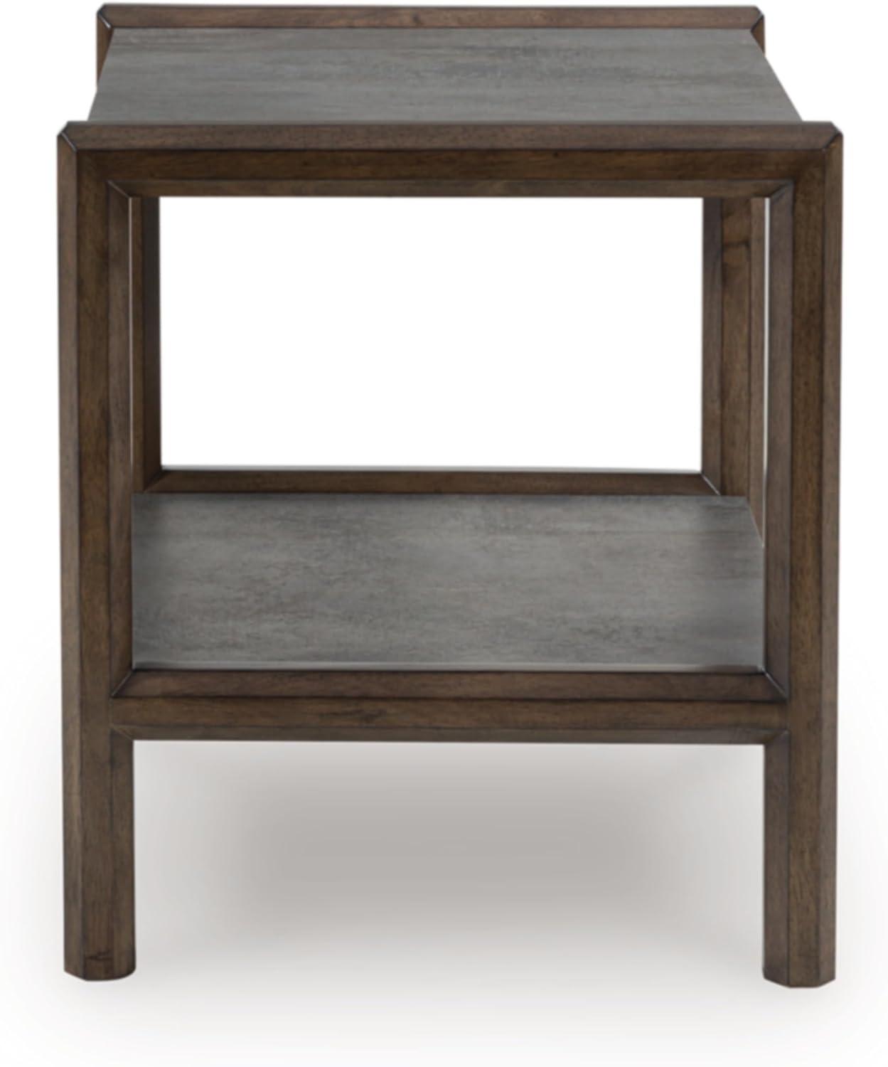 imageSignature Design by Ashley Sharlance Transitional 1Drawer End Table with Lower Shelf Power Supply and USB Ports UL Listed Dark Brown Drawer Pulls Light BrownBrownGray