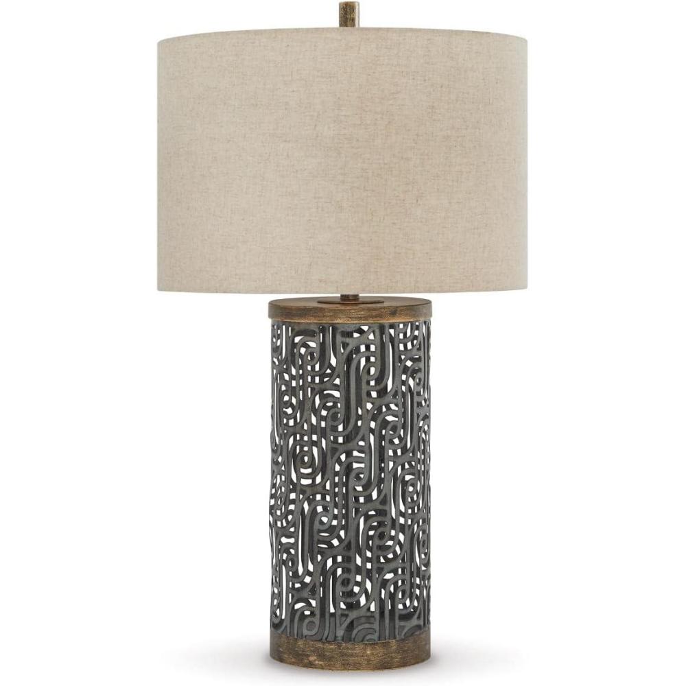 imageSignature Design by Ashley Dayo Urban 30quot Textured Metal Single Table Lamp Antique Gray ampamp GoldDayo