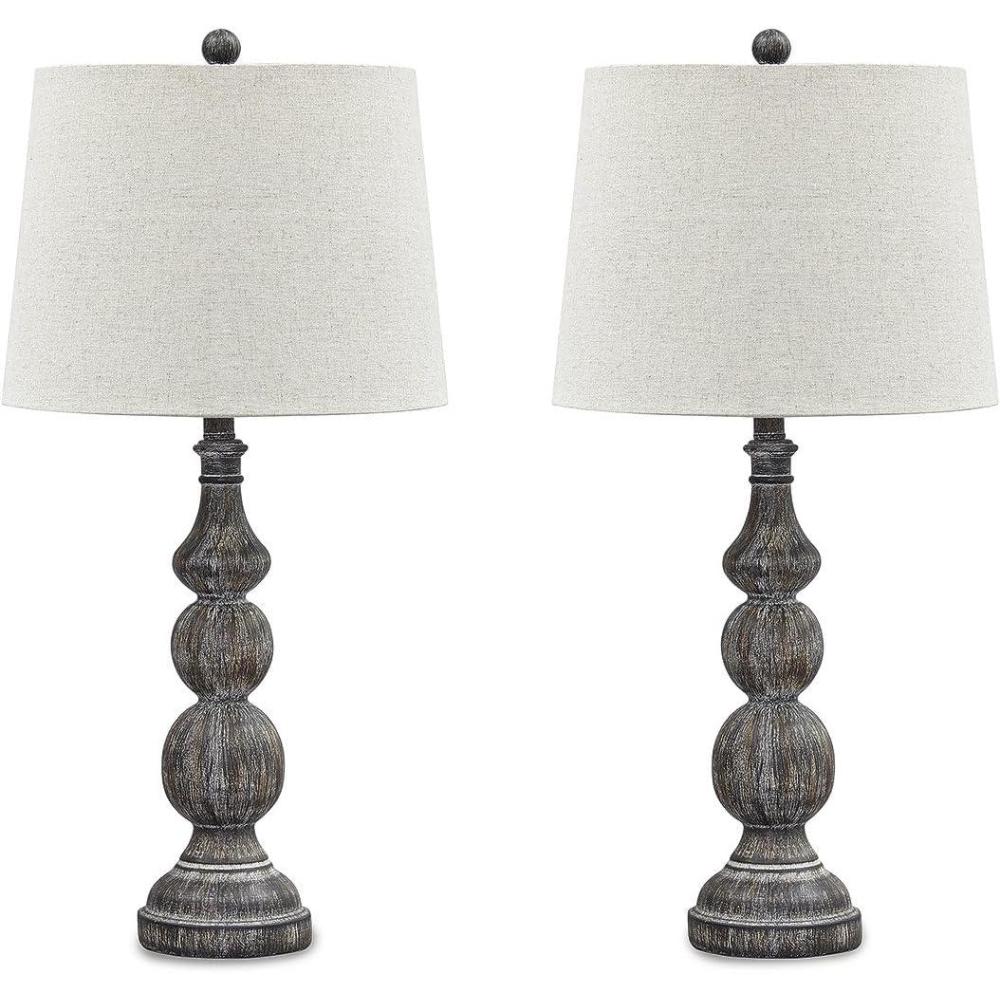 imageSignature Design by Ashley Mair Rustic Farmhouse Poly Table Lamp 2 Count GrayGrayish Brown