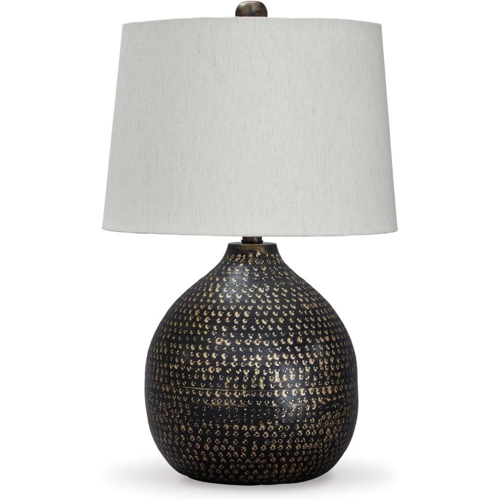 imageSignature Design by Ashley Malthace 245quot Metal Accent Table Lamp Beige Copper Blue ampamp BronzeWhite