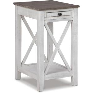 Signature Design by Ashley Adalane Modern Farmhouse Accent End Table, Whitewash