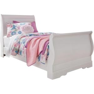 Signature Design by Ashley Anarasia Traditional Queen Sleigh Bed with Metal Slats, Foundation or Box Spring Needed, White(White)