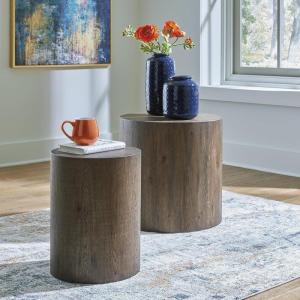 Signature Design by Ashley Cammund Farmhouse Accent Table, Set of 2, Dark Brown