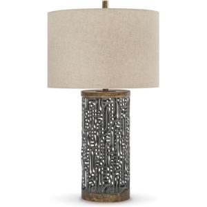 Signature Design by Ashley Dayo Urban 30″ Textured Metal Single Table Lamp, Antique Gray & Gold(Dayo)
