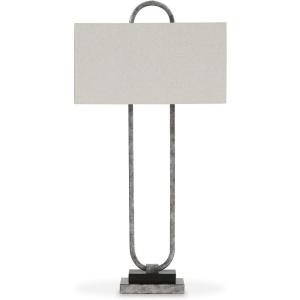 Signature Design by Ashley Malana 33″ Contemporary Metal Table Lamp with Marble Base, Black & Brass(White)