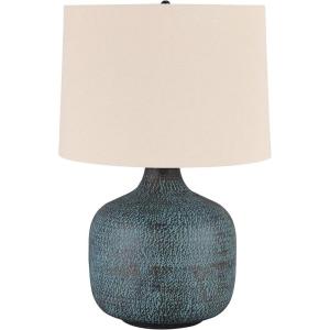 Signature Design by Ashley Malthace 24.5″ Metal Accent Table Lamp, Beige, Copper, Blue & Bronze(Beige  Copper  Blue & Bronze)