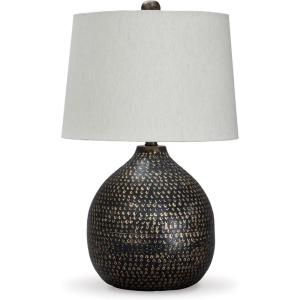 Signature Design by Ashley Malthace 24.5″ Metal Accent Table Lamp, Beige, Copper, Blue & Bronze(White)
