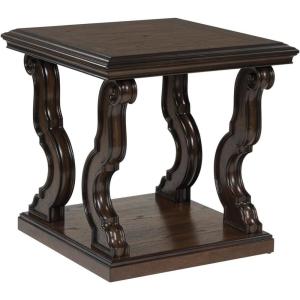 Signature Design by Ashley Sharlance Transitional 1-Drawer End Table with Lower Shelf, Power Supply and USB Ports, UL Listed, Dark Brown Drawer Pulls, Light Brown(Dark Brown)