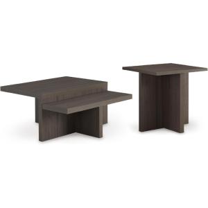 Signature Design by Ashley Zendex Contemporary Table Set with Pedestal Base, Set of 2, Dark Brown