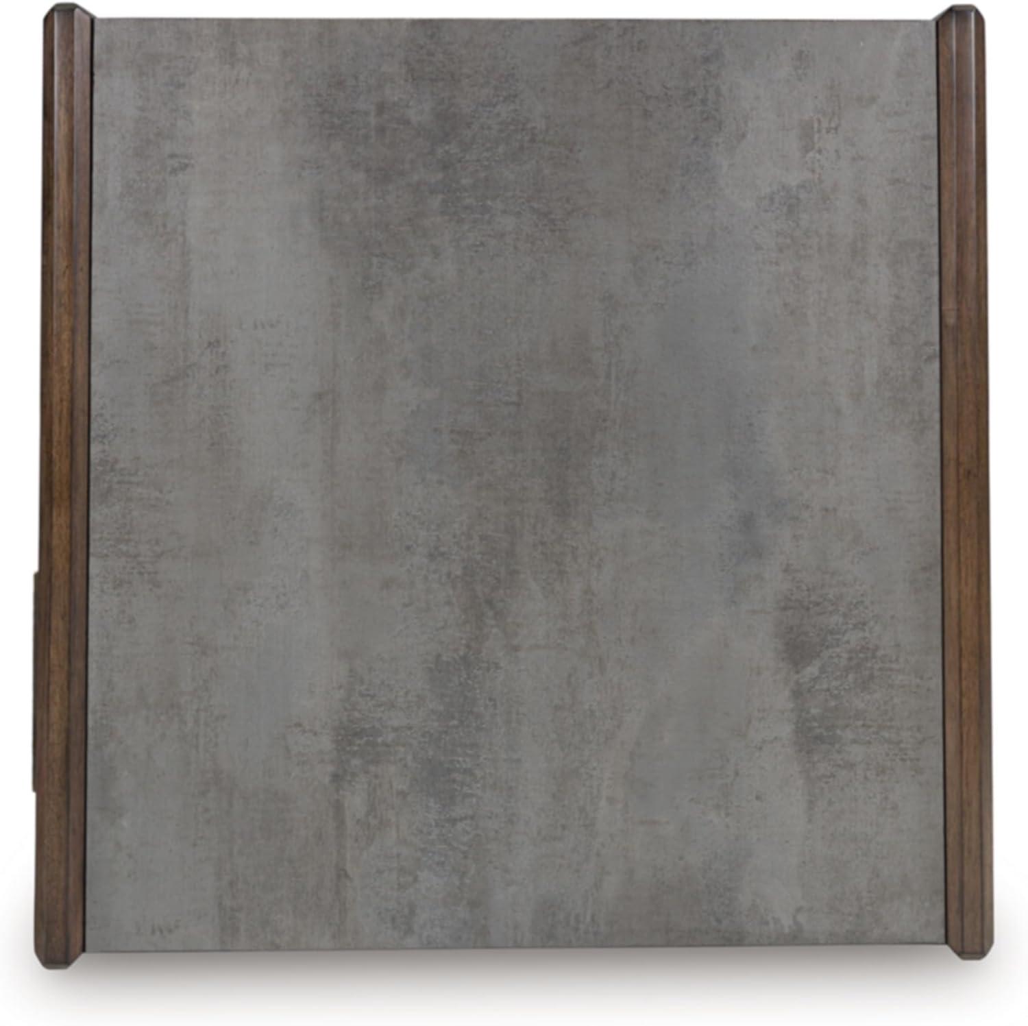 imageSignature Design by Ashley Kallenny Contemporary 8Drawer Coffee Table with Faux Cement Top and Casters Dark Brown ampamp Gray