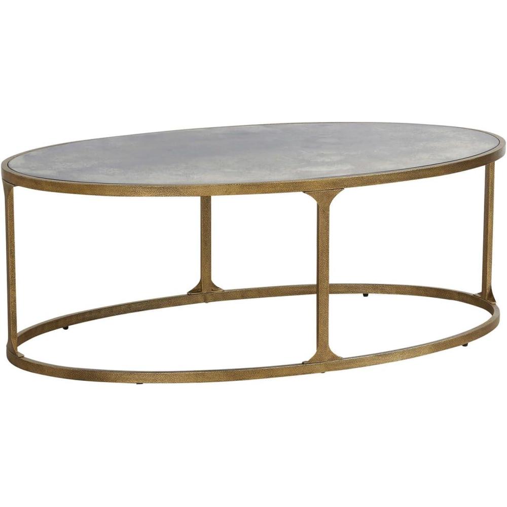 imageSignature Design by Ashley Korajane Transitional Metal Coffee Table with Tempered Glass Top Metallic