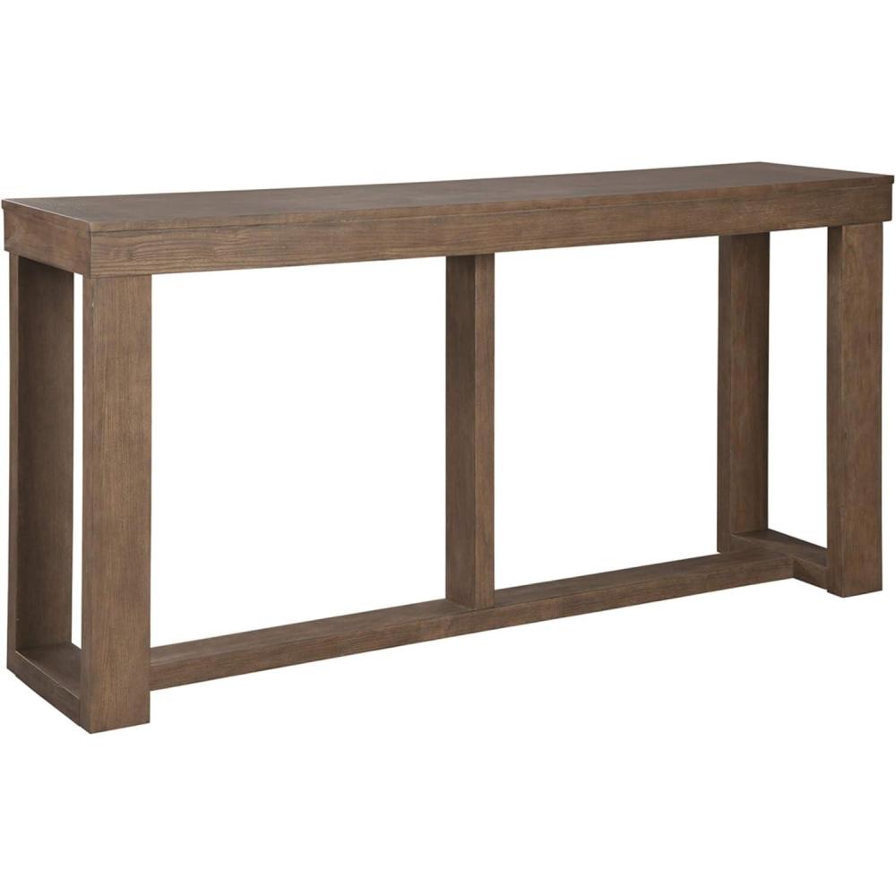 imageSignature Design by Ashley Loyaska Casual Sofa Table with Marble Top Brown ampamp WhiteGray Brown