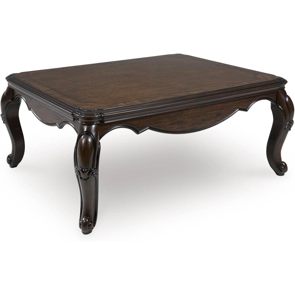 imageSignature Design by Ashley Maylee Classic Coffee Table with Cabriole Legs Dark Brown