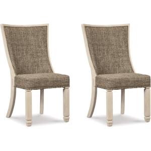 Signature Design by Ashley Bolanburg Modern Farmhouse Upholstered Dining Chair, 2 Count, Brown(Two-tone)