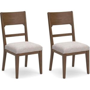 Signature Design by Ashley Cabalynn Traditional Dining Chair Set, 2 Count, Fabric Upholstery, Hardwood Solids, 20.5″ W x 25.38″ D x 39.63″ H, Brown & Tan