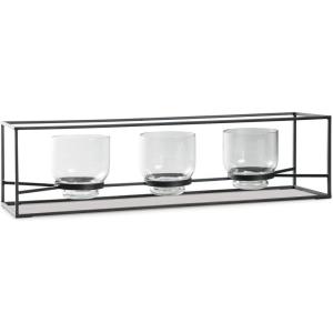 Signature Design by Ashley Jadyn Metal 3 Pillar Glass Decorative Candle Holder, Black