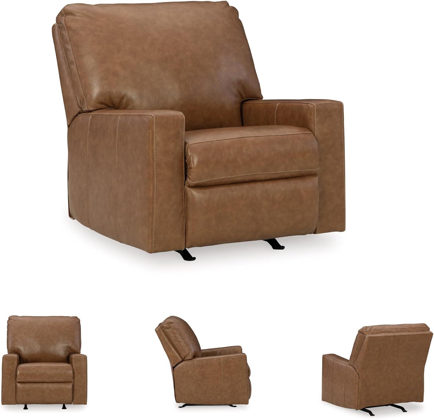 imageSignature Design by Ashley Bolsena Contemporary Leather Match Manual Rocker Recliner Dark BrownDark Brown