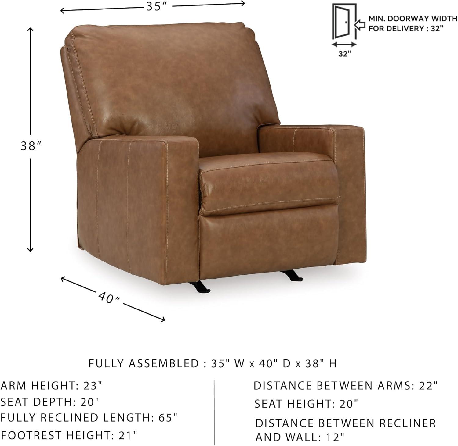 imageSignature Design by Ashley Bolsena Contemporary Leather Match Manual Rocker Recliner Dark BrownDark Brown