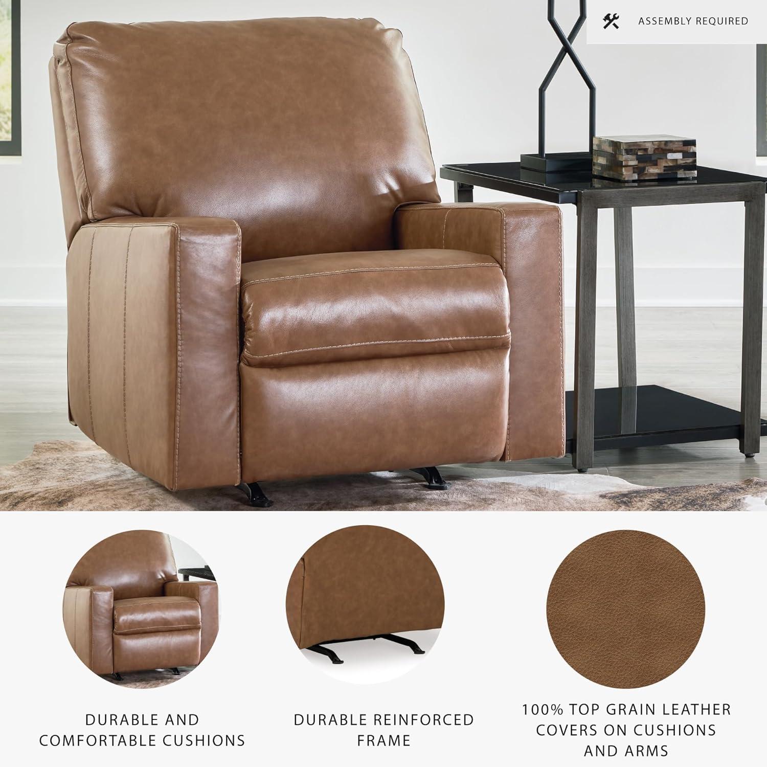 imageSignature Design by Ashley Bolsena Contemporary Leather Match Manual Rocker Recliner Dark BrownDark Brown