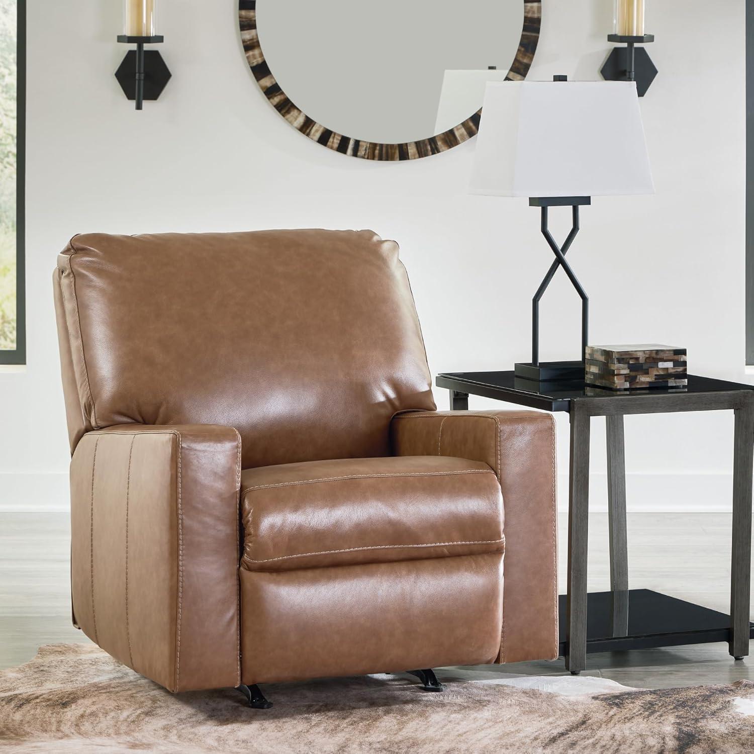 imageSignature Design by Ashley Bolsena Contemporary Leather Match Manual Rocker Recliner Dark BrownDark Brown