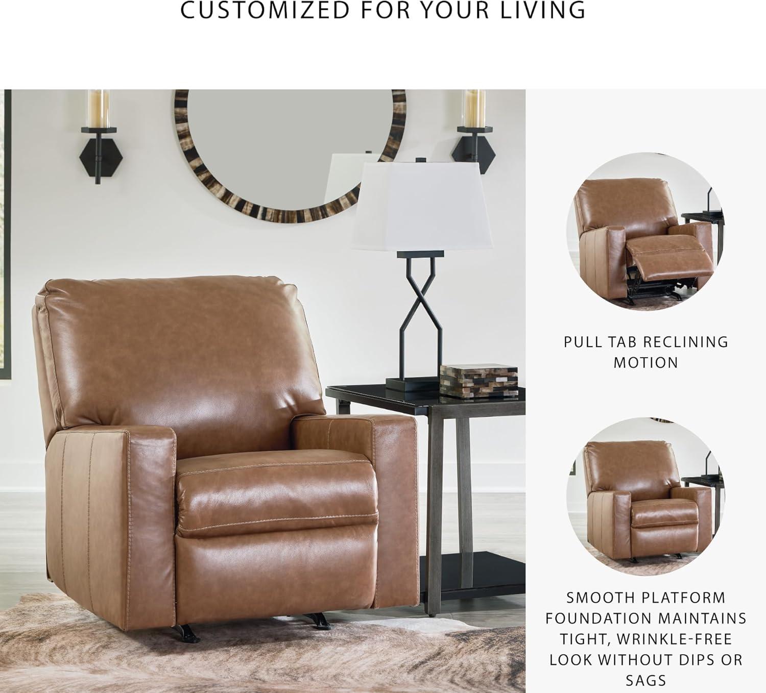 imageSignature Design by Ashley Bolsena Contemporary Leather Match Manual Rocker Recliner Dark BrownDark Brown