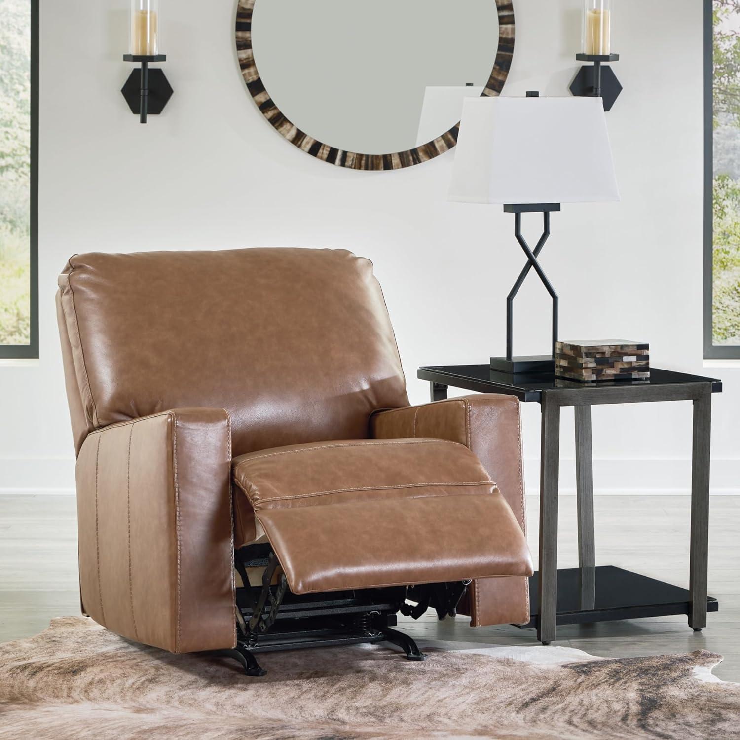 imageSignature Design by Ashley Bolsena Contemporary Leather Match Manual Rocker Recliner Dark BrownDark Brown